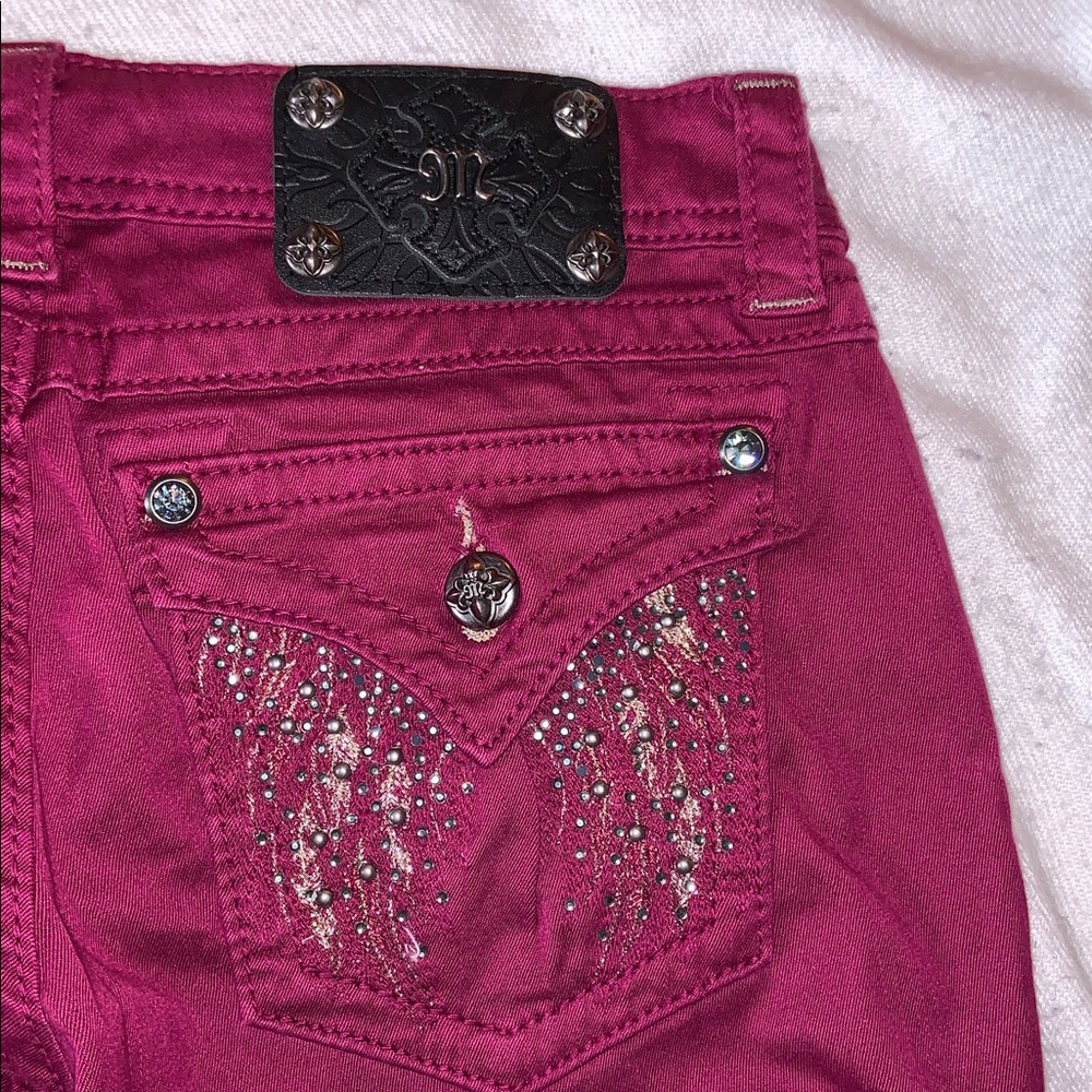 Miss Me raspberry Angel wings Jeans JP561653 Skinny size 28 flap pockets